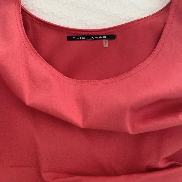 Elie Tahari Coral Red Sheath Dress - 2 - Picture 8 of 8